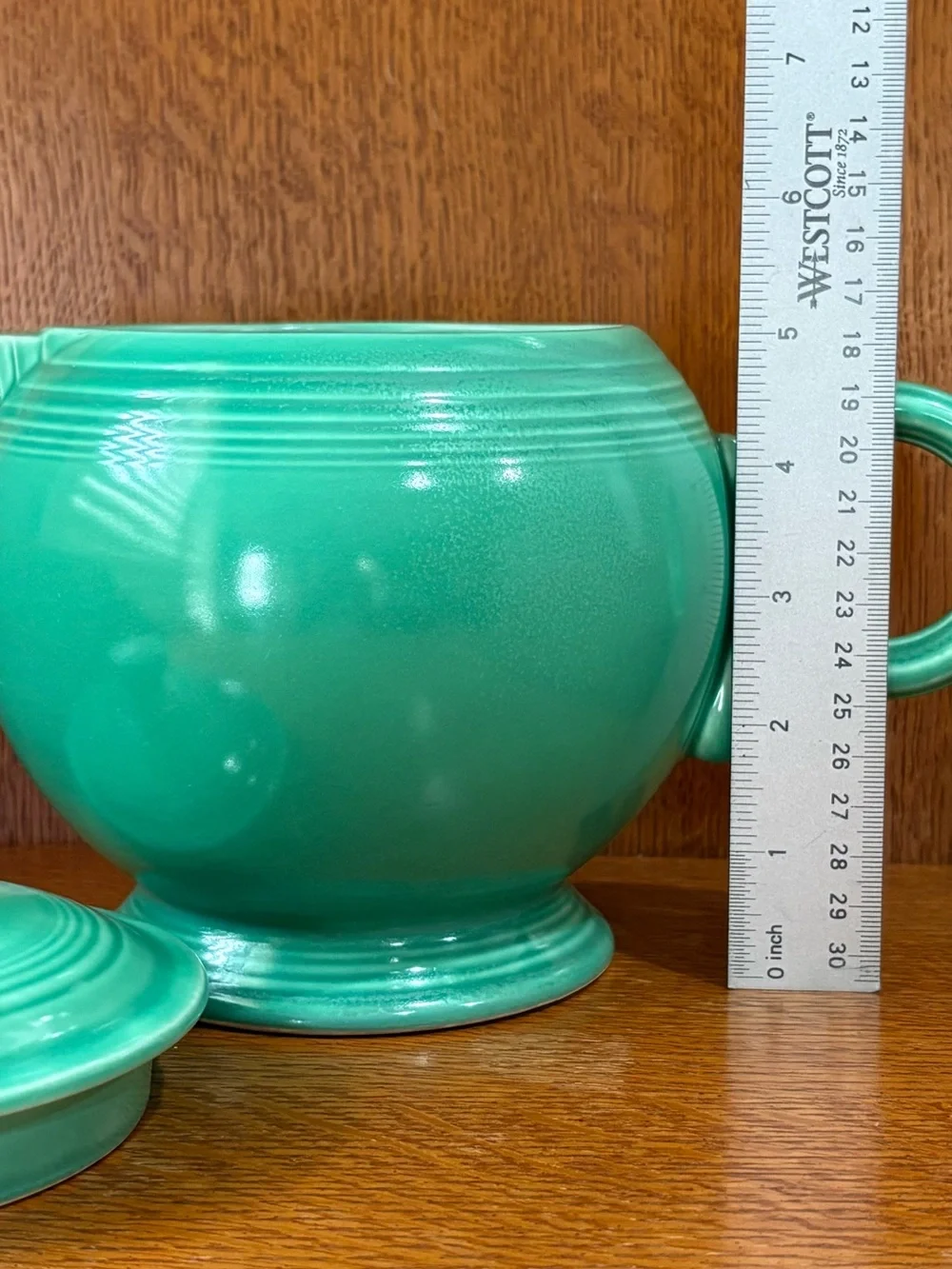 Vintage Fiesta HLC USA Large Teapot Original Green Art Deco MCM Cottagecore